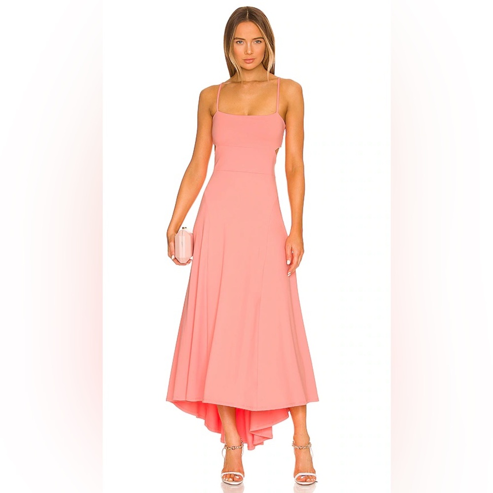 NWT Susana Monaco Thin Strap High Low Maxi Dress in Melon Pink Size Medium